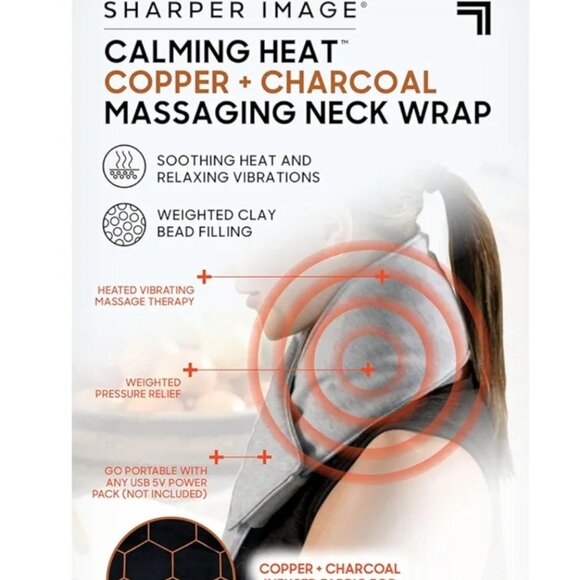 Sharper Image Calming Heat Copper + Charcoal Massaging Neck Wrap – NIB $35 - Picture 1 of 2